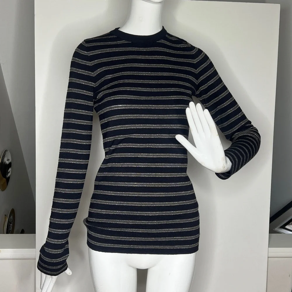 Brunello Cucinelli Sz L Virgin Wool Cashmere Long Sleeve T-Shirt Fitted Sweater